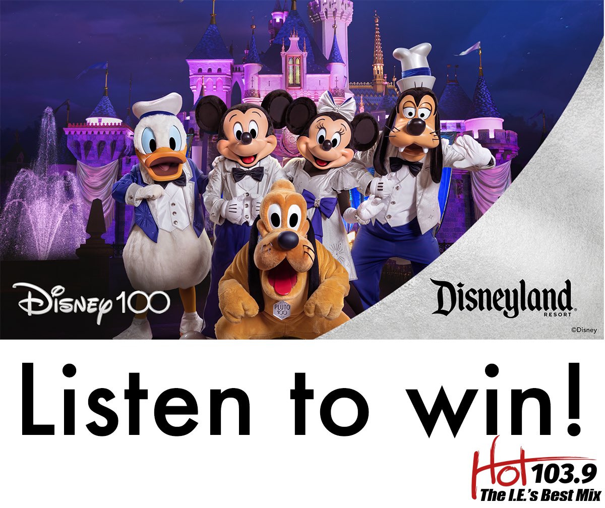 3 more days to try and win Disneyland tickets!  Listen for the keyword to text in!  https://t.co/OktShHZF7n for all details. #Disney100 #100YearsOfDisney #Hot1039 #win https://t.co/xuvsJ2up03