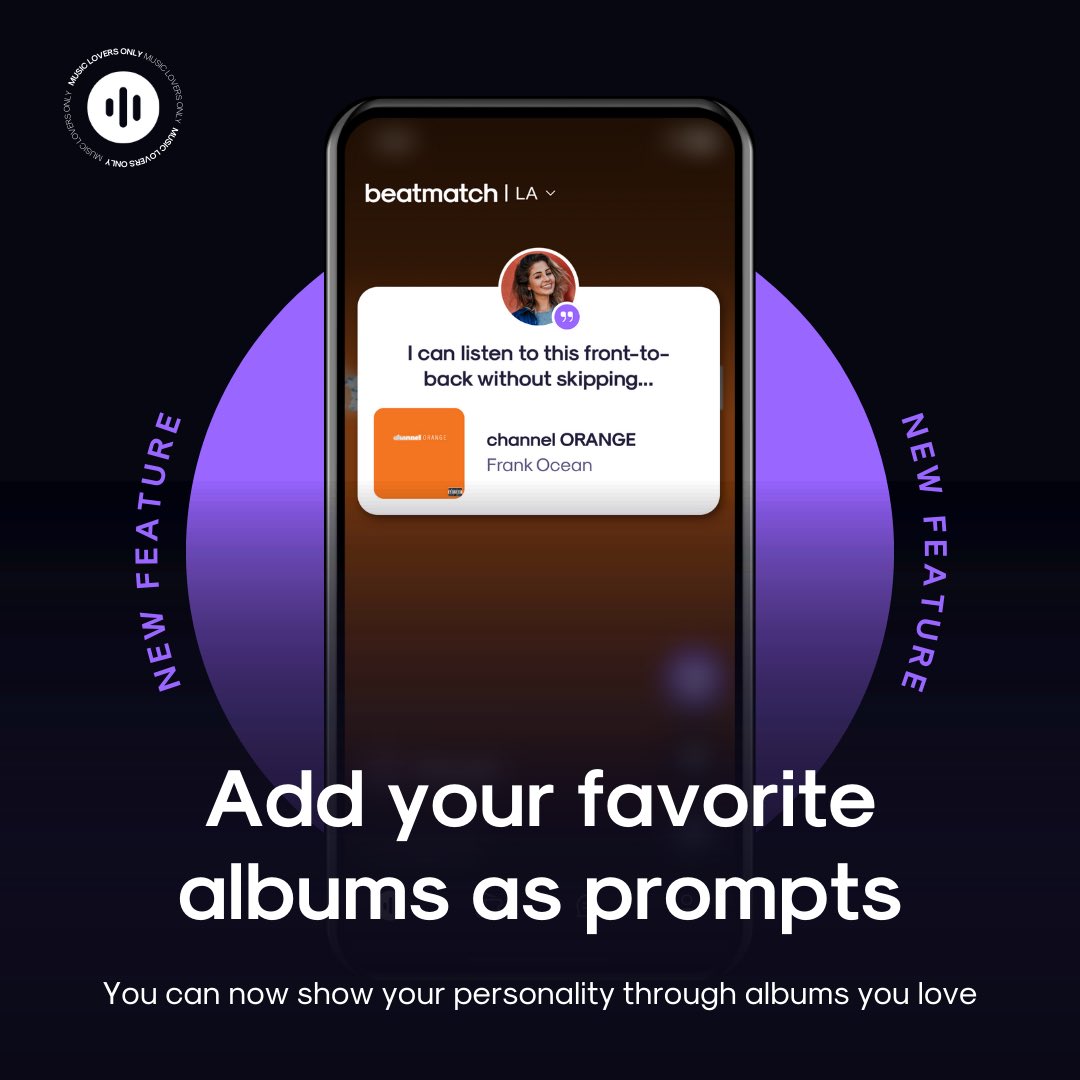 joinbeatmatch's tweet photo. 🚨NEW FEATURE: Album Prompts 🚨By popular demand, you can now add your favorite albums to your profile as prompts! Go deep into your archive and pick your classic albums now!
#beatmatch #albums #frankocean #newfeature #music #musiclovers https://t.co/1EHYKYsWf6
