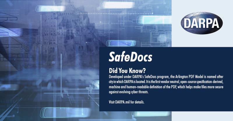 30 years ago, the PDF was introduced to the world – and it's become the most widely used document format on the web. Our #SafeDocs program has developed tools and methodologies to help reduce vulnerabilities in file formats like PDF and beyond. More: darpa.mil/news-events/20…