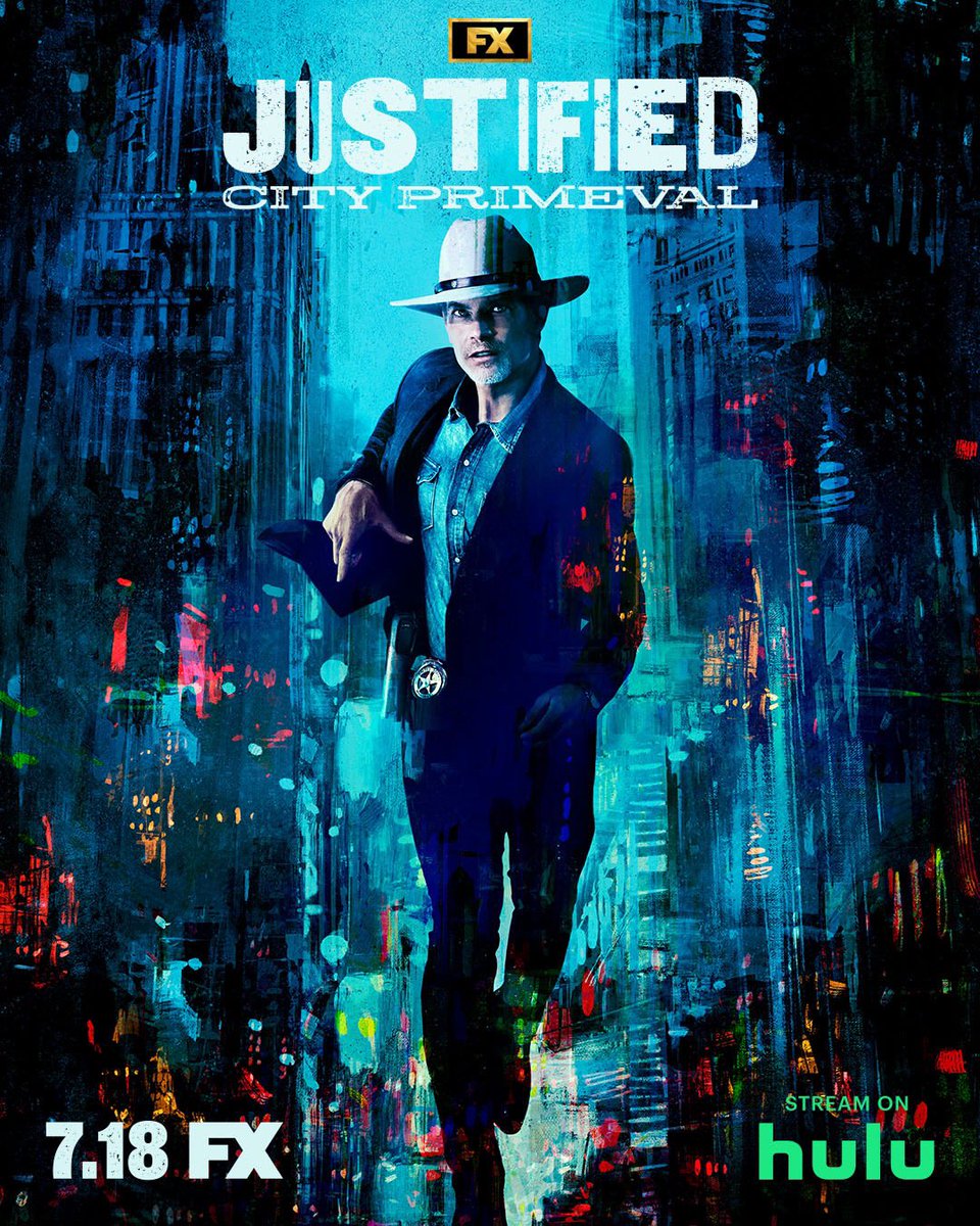 Justified: City Primeval poster. #TheActionReturns #TheActionReturnsPodcast #TheHorrorReturns #TheHorrorReturnsPodcast #THRPodcastNetwork #Action #ActionMovies #ActionFilms #ActionTelevision #ActionSeries #ActionMoviePodcast #JustifiedCityPrimeval #Justified #FX #Hulu