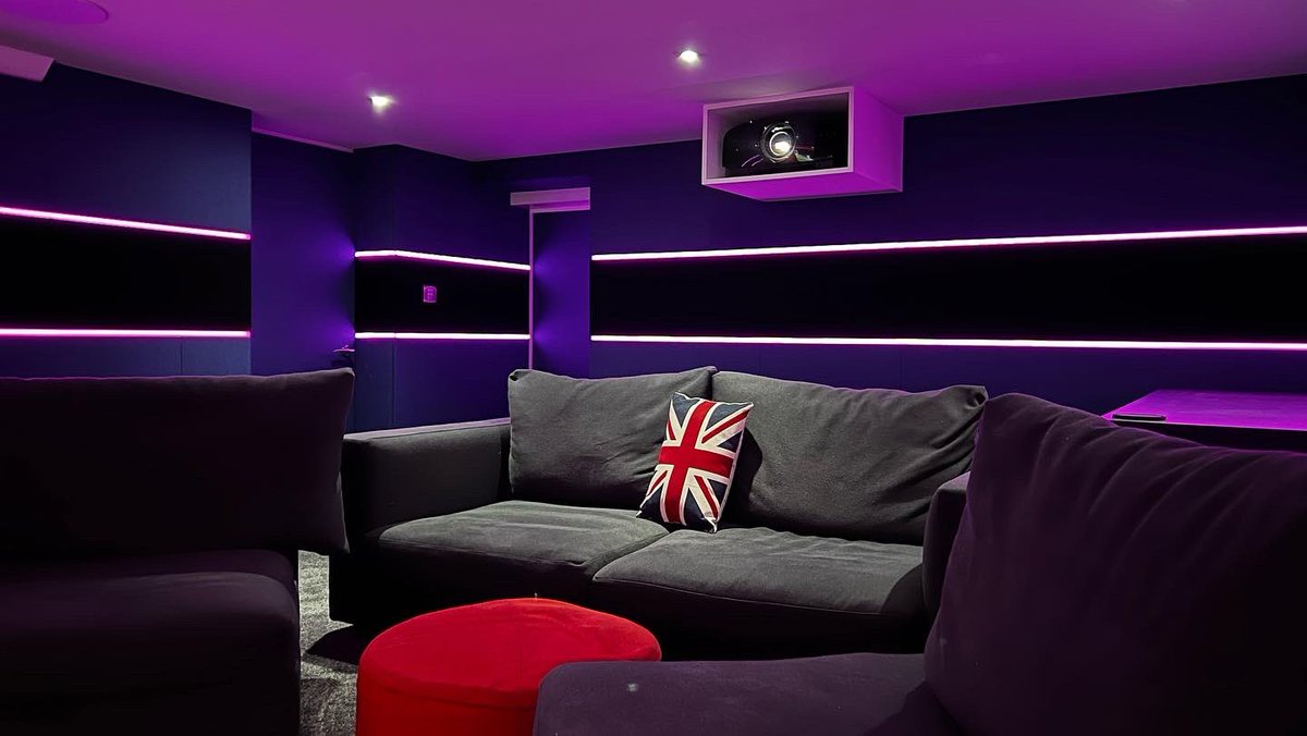 Very much heard but not seen. All the equipment which runs not only this #homecinema but also the clients #mediaroom , #multiroomaudio and Network is hidden in this bespoke cabinet and controlled via <a href="/Control4/">Control4</a>. Why see the kit, when you don’t need to.