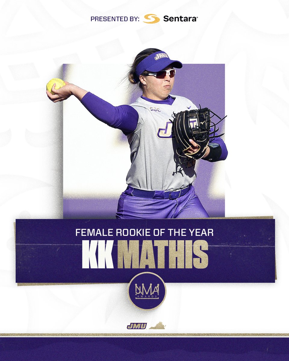The award goes to…KK Mathis of @JMUSoftball! KK was a first team All-Sun Belt selection, a NFCA National Freshman of the Year finalist and was a NFCA third team All-Region selection. Congrats KK! #GoDukes