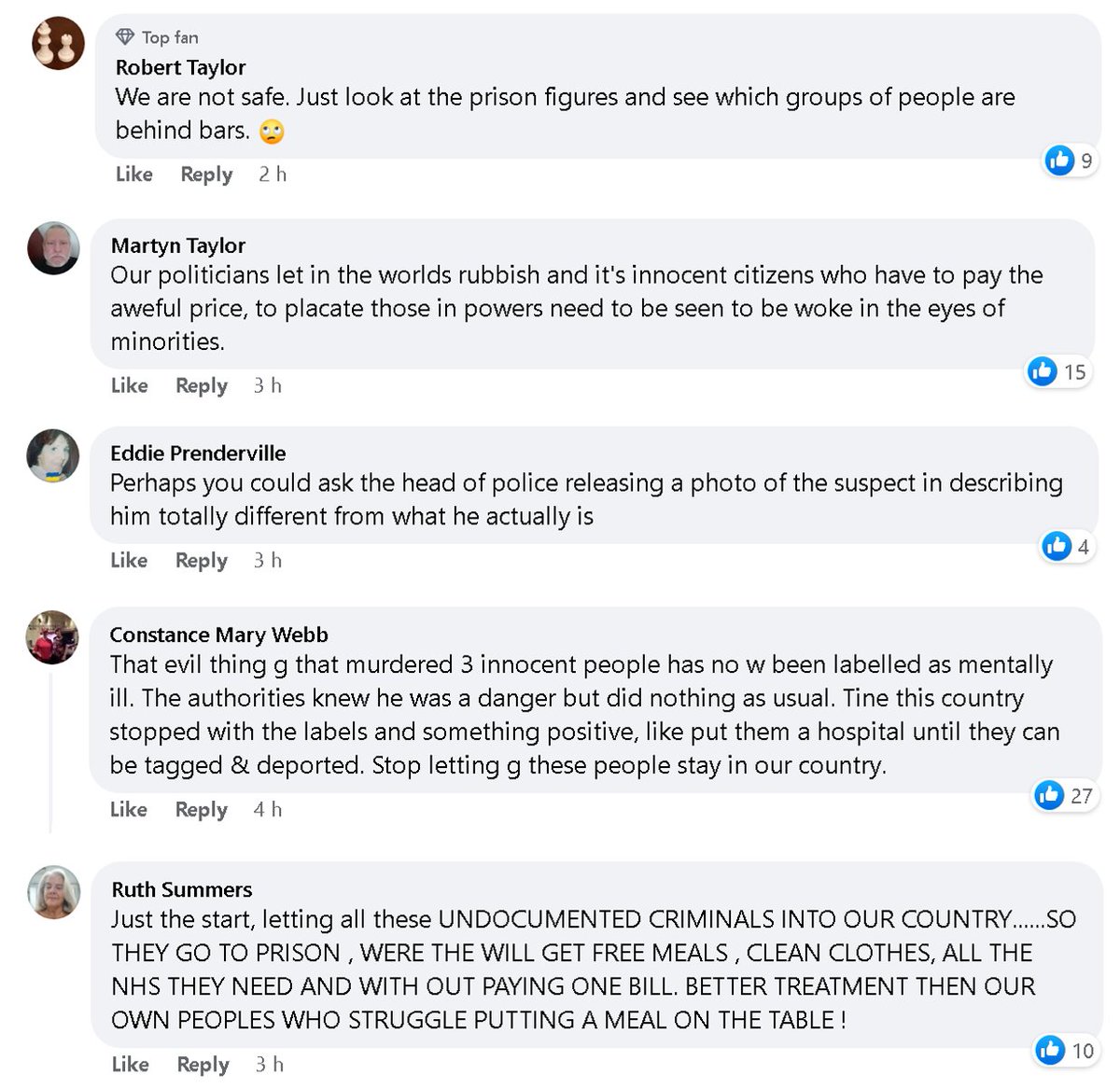 30p Lee Anderson's Facebook simpletons, bigots, and racists giving Jonathan Gullis's lot a run for their money. 
BTW the UK prison population is 88% British/73% White.
#ToriesOut343 #30pLee #ToryBritain