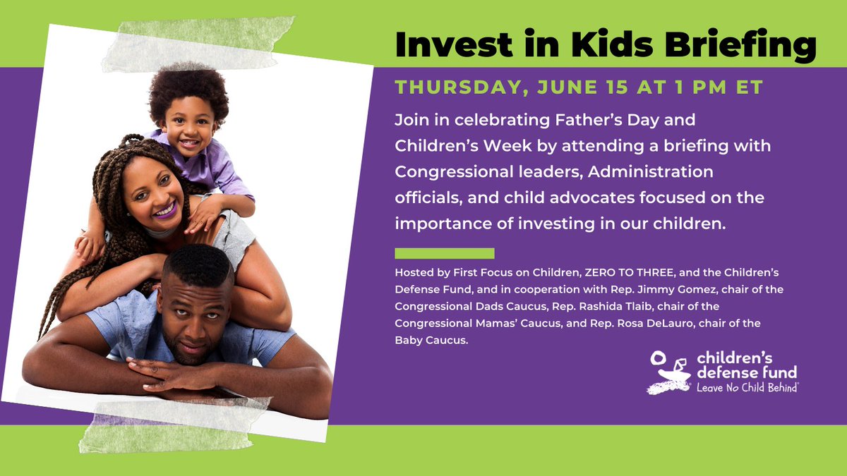 Happening TOMORROW: celebrate Children's Week by joining us for the Invest in Kids Briefing!

Casey Peeks, our Director of Federal Policy, will discuss the importance of investing in our children. #ChildTaxCredit 

🗓️  June 15
⏰ 1 PM ET

bit.ly/45Yyn0s