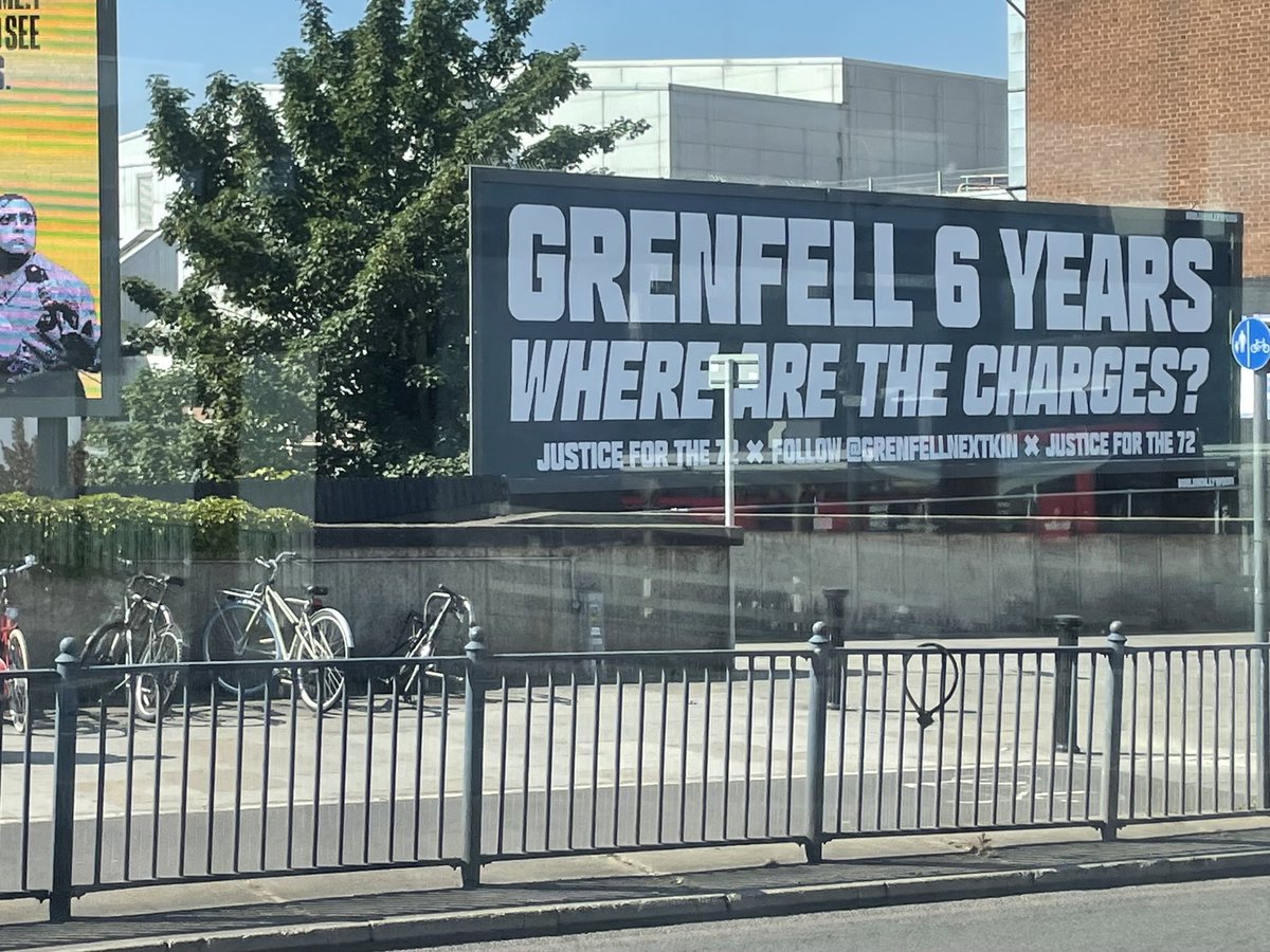 Spotted this huge billboard at Shepherd’s Bush this morning, in a 316 bus whose route goes right past #Grenfell Good work, @Grenfellnextkin #Grenfellfire was 6 years ago.