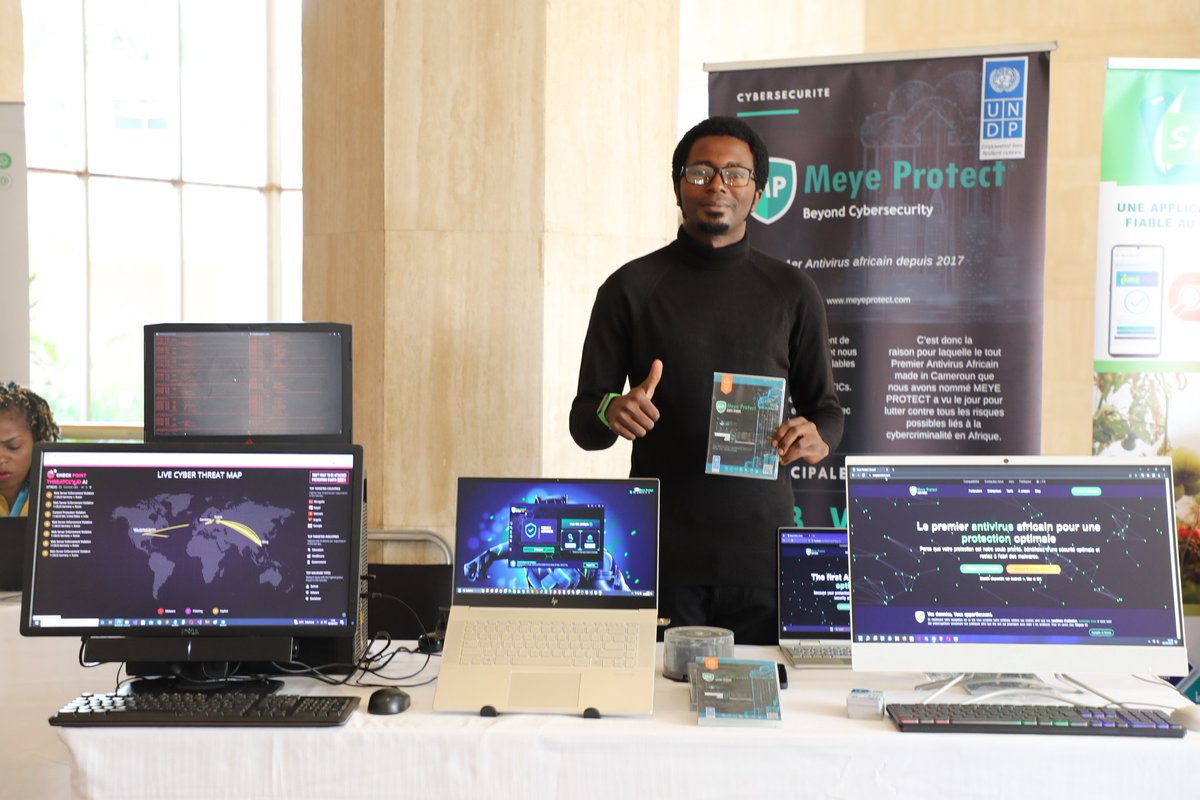 PNUDCameroun's tweet image. "I am the CEO of @MeyeProtect, a #StartUp, developing #AntiVirus #Softwares for the protection of computers/phones.

#UNDP🇨🇲 @youthconnektcm support enabled us to acquire materials, advance our idea &amp;amp; expand to 07 African Countries.

#SupportUs to reach our #Goals"
Meye Stéphane.