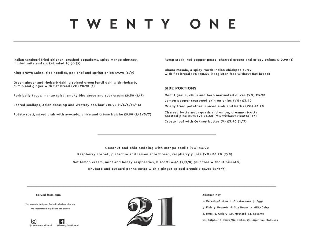 21kirkwall's tweet photo. Our new menu is a hit! ❤️ #Kirkwall #orkney #twentyone https://t.co/cLaApzwsXi