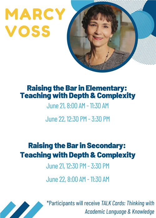 Hey @IrvingISD! You won't want to miss upcoming learning on Teaching w/ Depth & Complexity facilitated by the amazing Marcy Voss. Check out the options listed & click➡️shorturl.at/xACEV to register! @GiftedAAIrving @iInstructIrving @KristinaFeldner @MrU_IISD @RobinL_Bayer