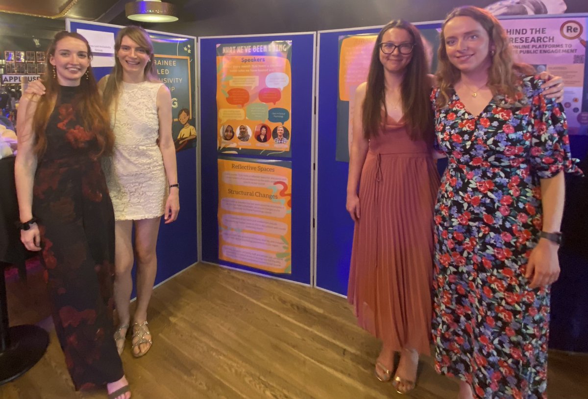 Bath_CP_TLIG's tweet photo. Some of our team at the @UniofBath Doctoral Research Celebration 2023 event tonight talking to people about our work throughout the year as one of the invited Student Change Projects! @jessgillespie22 @rcaddickpsych @lizhenshawpsych #BathTLIG #BathDClinPsy https://t.co/owreKmmVLh