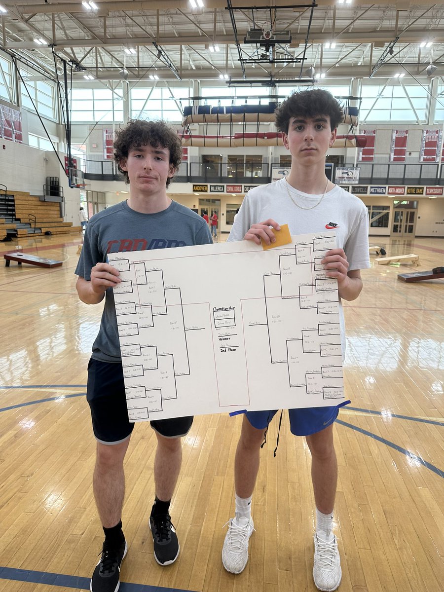 Ring814's tweet photo. Mikey Devlin and Jake Batts were the big winners at the Class of 2024’s Cornhole Tournament today! Congrats guys and thank you to all who participated! https://t.co/21MTsZfTKL