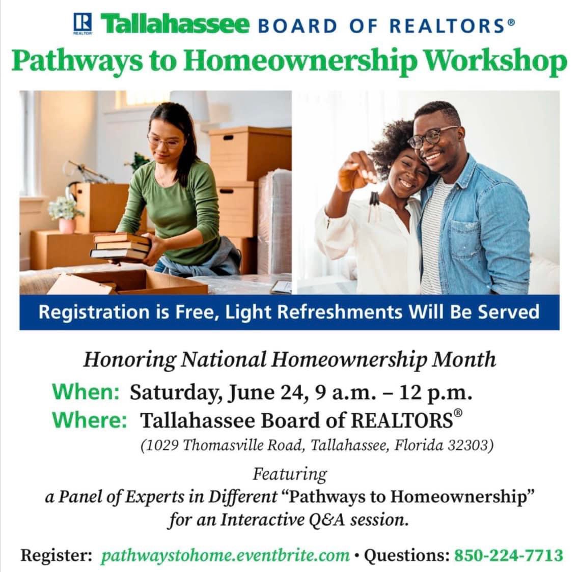 Register NOW at pathwaystohome.eventbrite.com to join us June 24 from 9-12 as local experts host a panel on the many pathways to homeownership! #dreamhome #ihearttally #unlockinghomeownership #realtor #firsttimehomebuyer