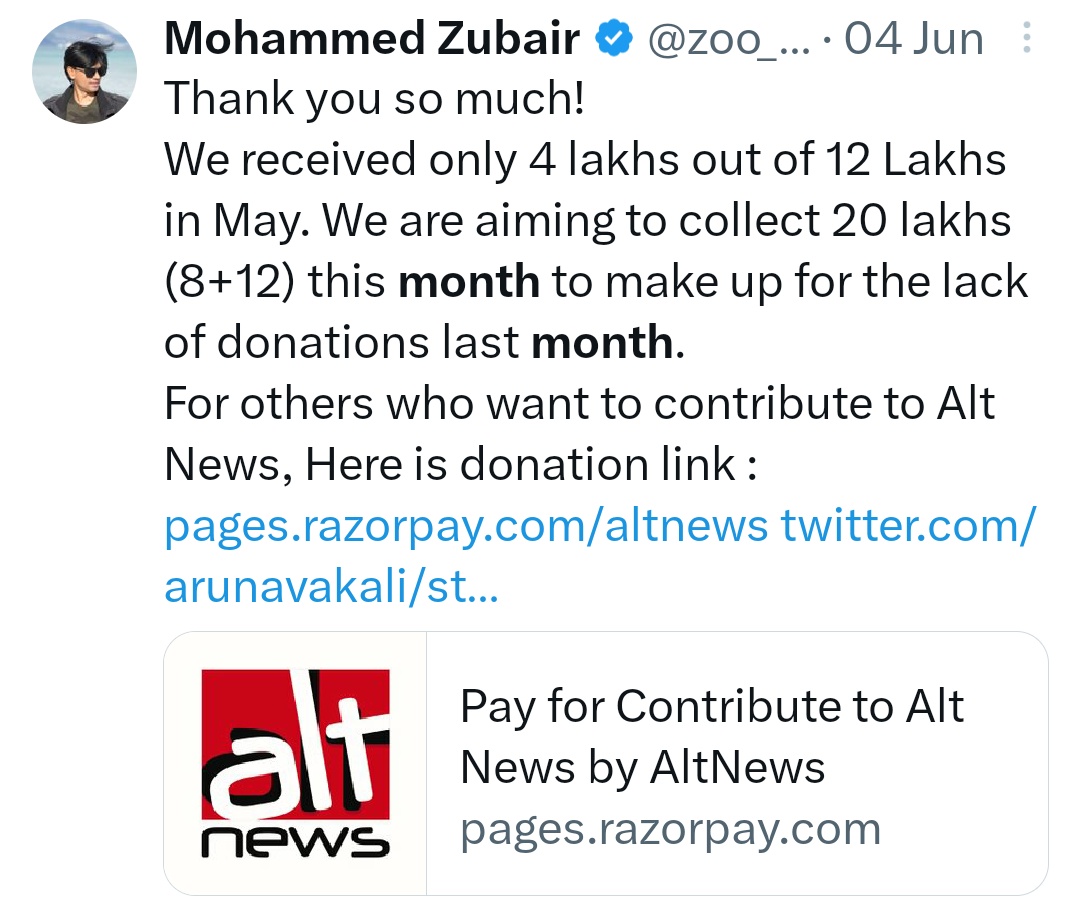 Anti_Congressi's tweet photo. Social media platforms like @Twitter are being used by @zoo_bear  and many others who in the name of fact checking keep BEGGING Every month first week on social platforms to run a biased and Propaganda 

Dear @elonmusk bro kindly suspend this Beggar acc immediately from twitter. https://t.co/1OjyZRRmck