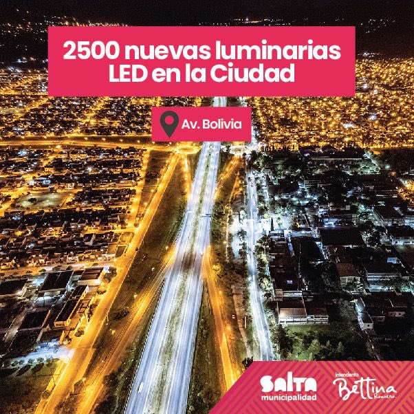Seguimos avanzando con obras y acciones que mejoran la calidad de vida de los vecinos de la ciudad. 

✅ en los últimos meses instalamos más de 2.500 nuevas luces leds.

📍Mejor iluminación significa más seguridad. #Cumplimos #LaHoraDeLosBarrios #Salta