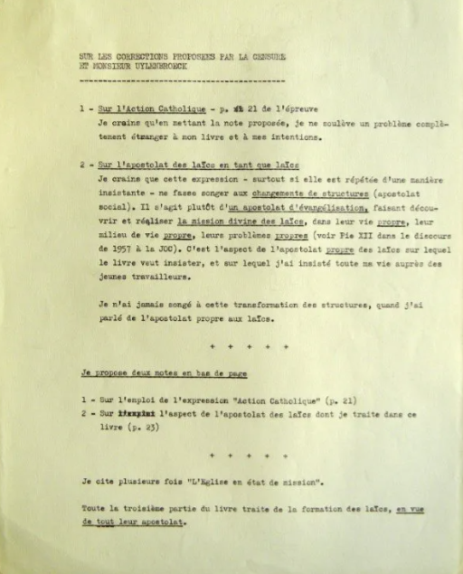 CardijnVatican2's tweet photo. Soon after receiving a series of corrections to the book manuscript proposed by Uylenbroeck, Cardijn responded with a note explaining his own position. https://t.co/RcEdfyD0y4 https://t.co/FRDzwpaLja