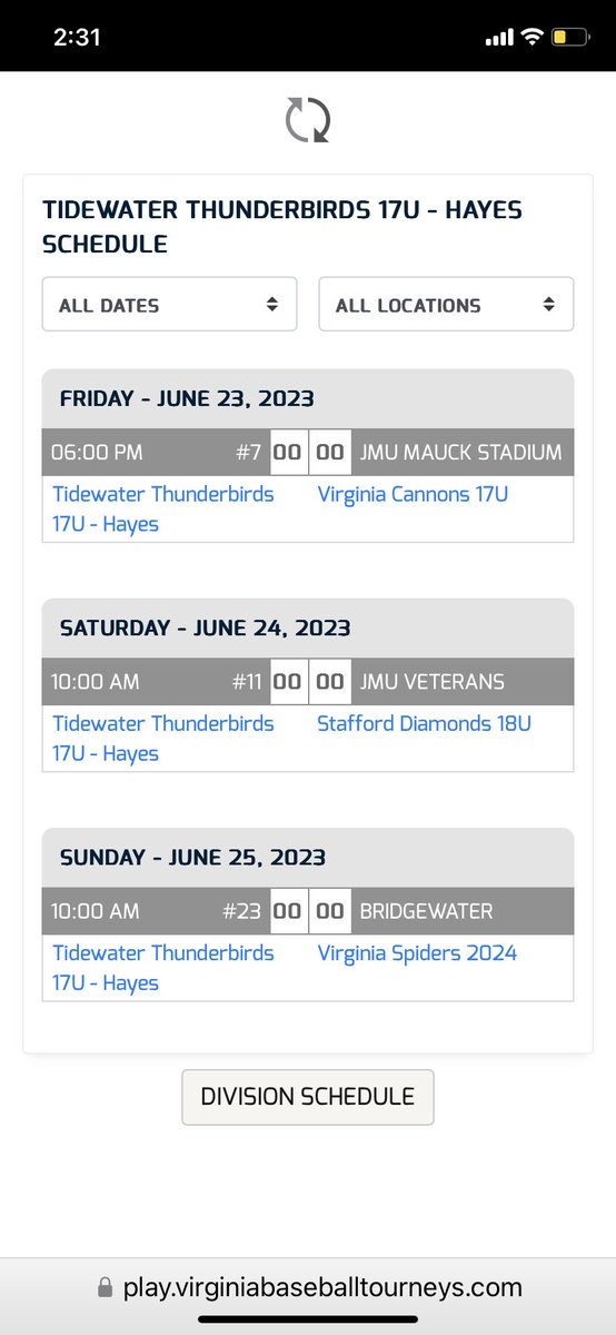 Updated Hayes schedule
