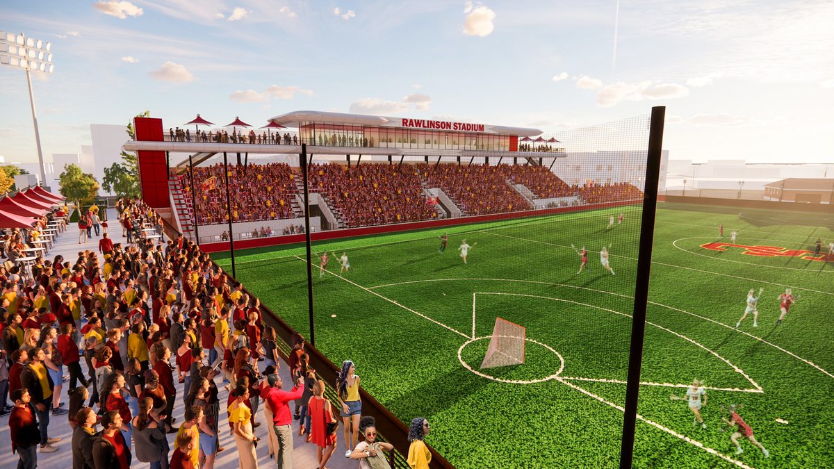 FOS's tweet photo. USC has unveiled plans for Rawlinson Stadium — a new, $38 million home for women’s soccer and lacrosse.

▪️ Capacity of 2,500
▪️ Natural grass playing surface
▪️ Viewing decks, social spaces

It’s set to open in 2025. https://t.co/C9J2roxD5v
