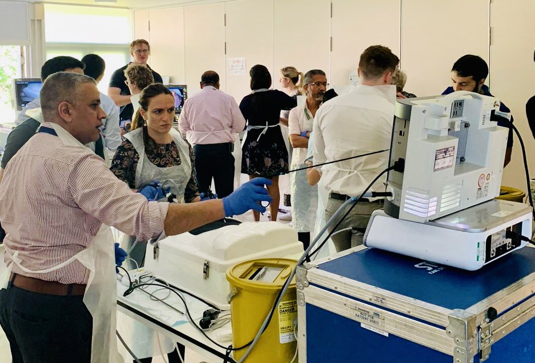 2nd Basildon Laparoscopic skills course @MSEHospitals - great feedback from the participants ➡️Completely hands-on using animal tissue ➡️Lap chole / Lap DU repair / Lap suturing / IC anastomosis Thanks to @Ethicon and @KARLSTORZUK for the support