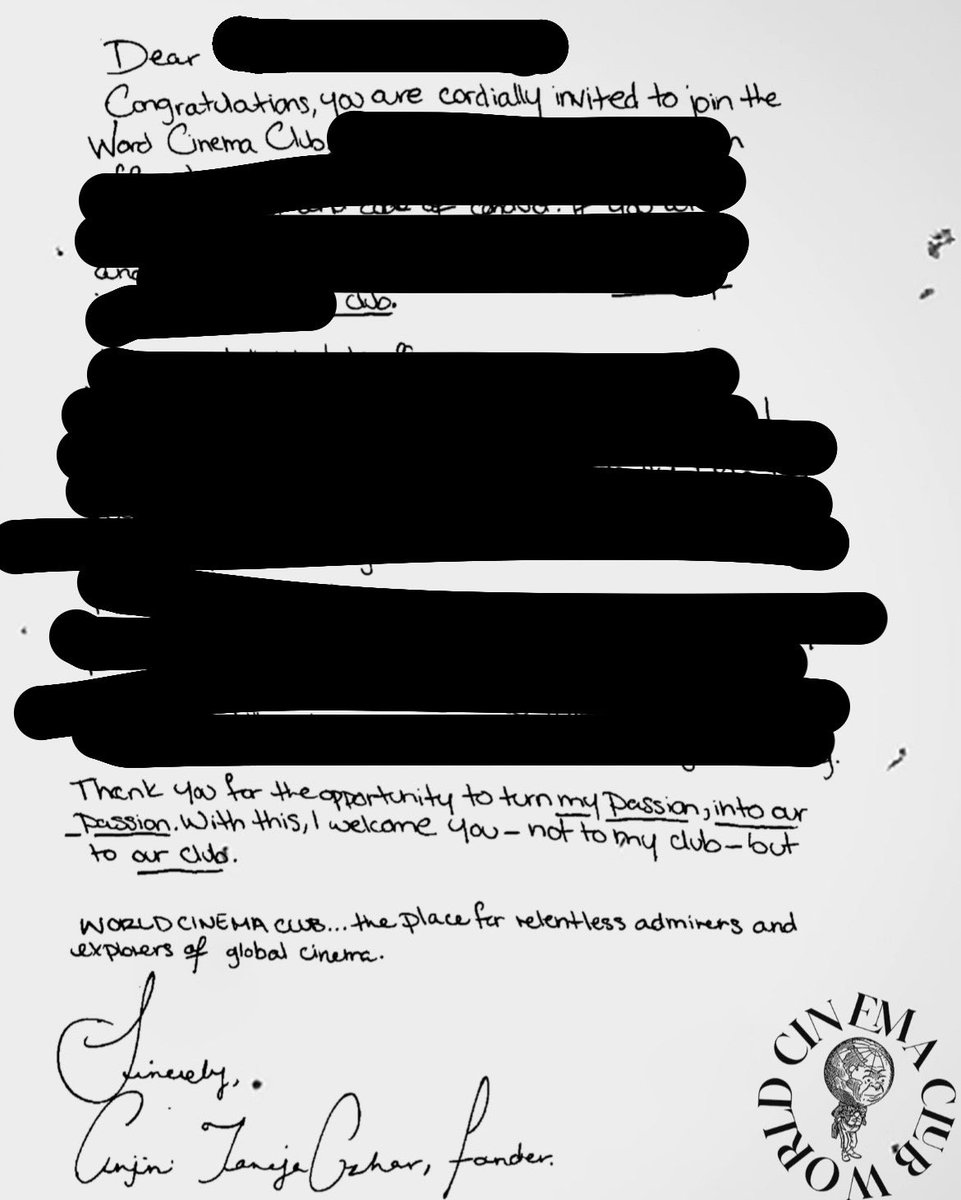 ATTN! Official welcome emails and handwritten invitations (enclosed with your 1 of 1 membership cards) will begin dispatching to accepted members next week! Applications reopen for round 2 this fall. For those that receive their letters… Welcome to the World Cinema Club 💌🎥