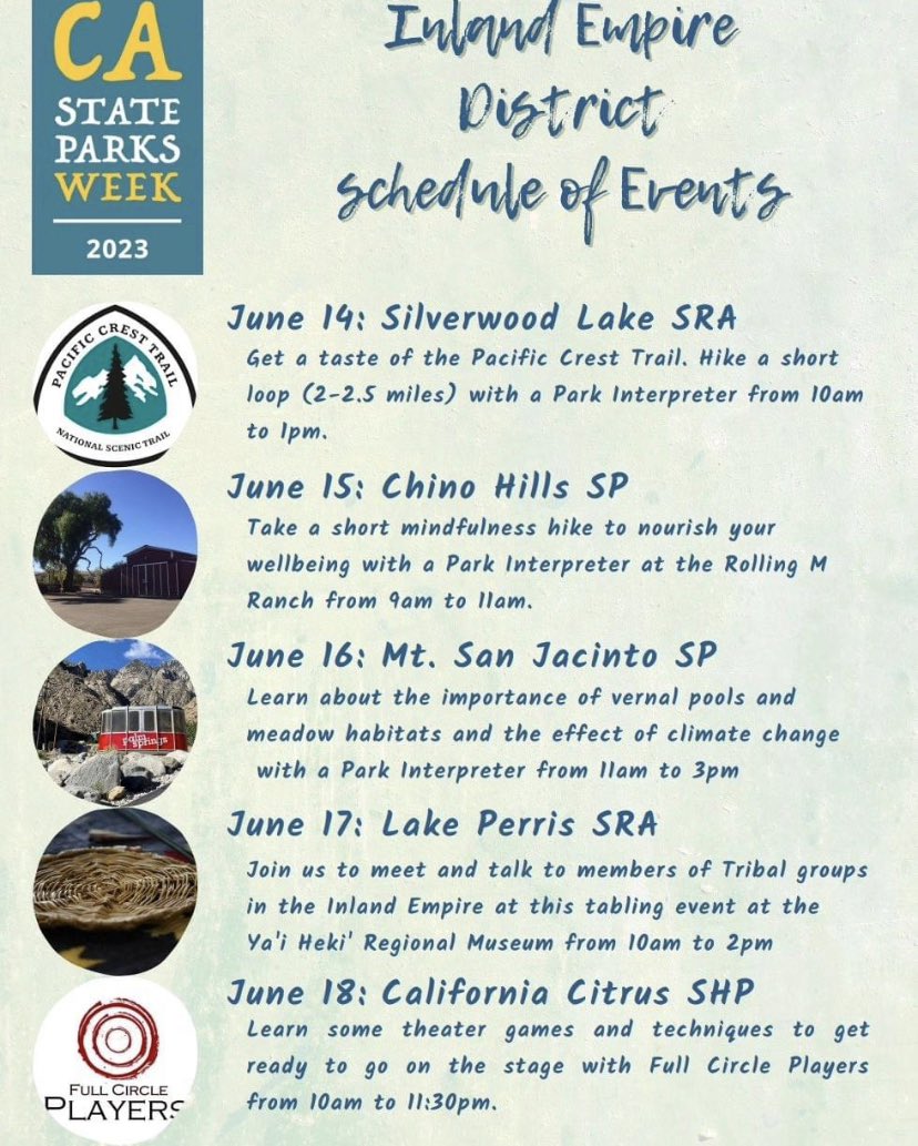 Happy #CAStateParksWeek !!! 
Come visit one of our State Parks or State Recreation Areas in the Inland Empire District.