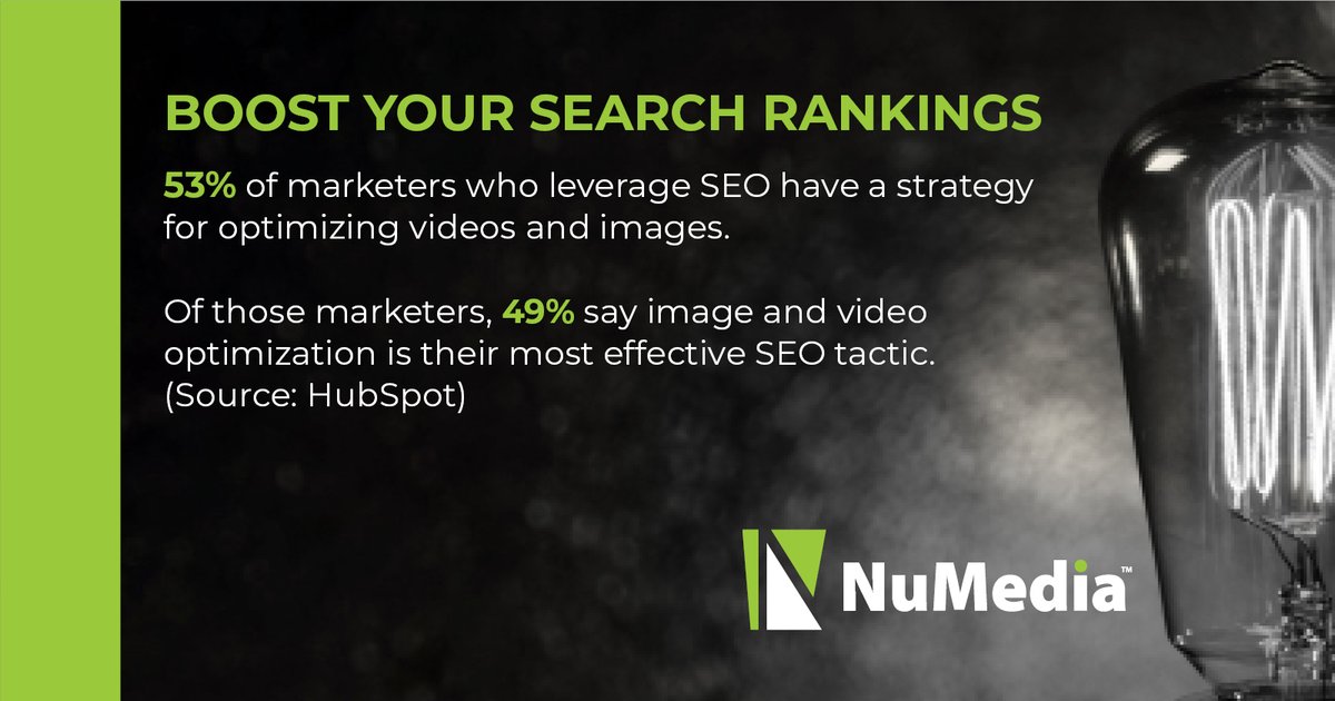 NuMediaIndy's tweet image. Did you know that optimizing your images and videos can significantly boost your search rankings? #SEOStrategy #OptimizeVisuals #SEOStat