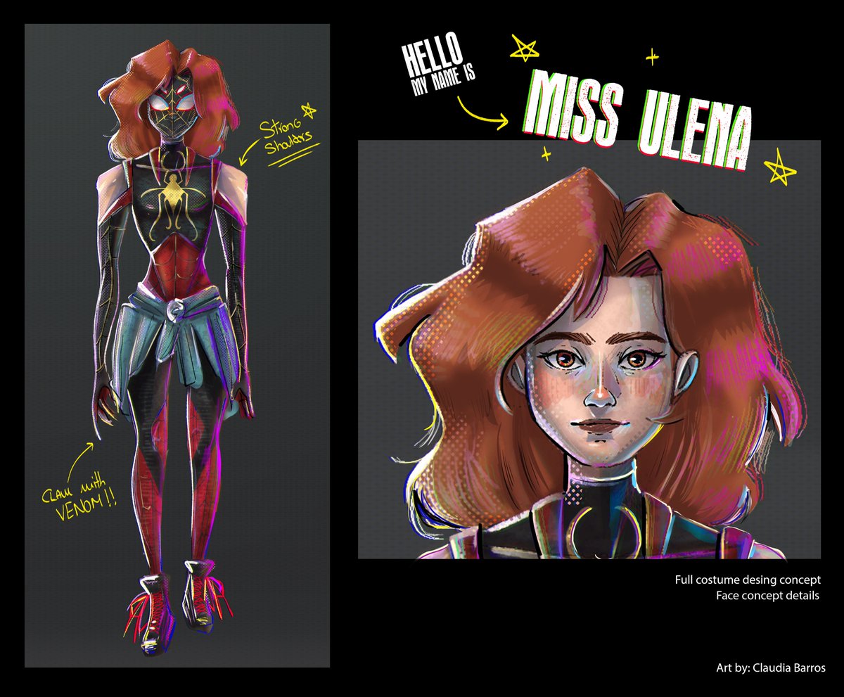 YMori_Art's tweet photo. "Okay, one more time and ONE ONLY..."
Here is my spidersona! Her name is Miss Ulena (get it..?) and I was inspired by the perfect and marvellous animation style of the film!
I can't wait to work a bit more on her design!

#Spiderman #SpiderVerse #AcrossTheSpiderVerse  #spidersona https://t.co/gtVKa81WzE