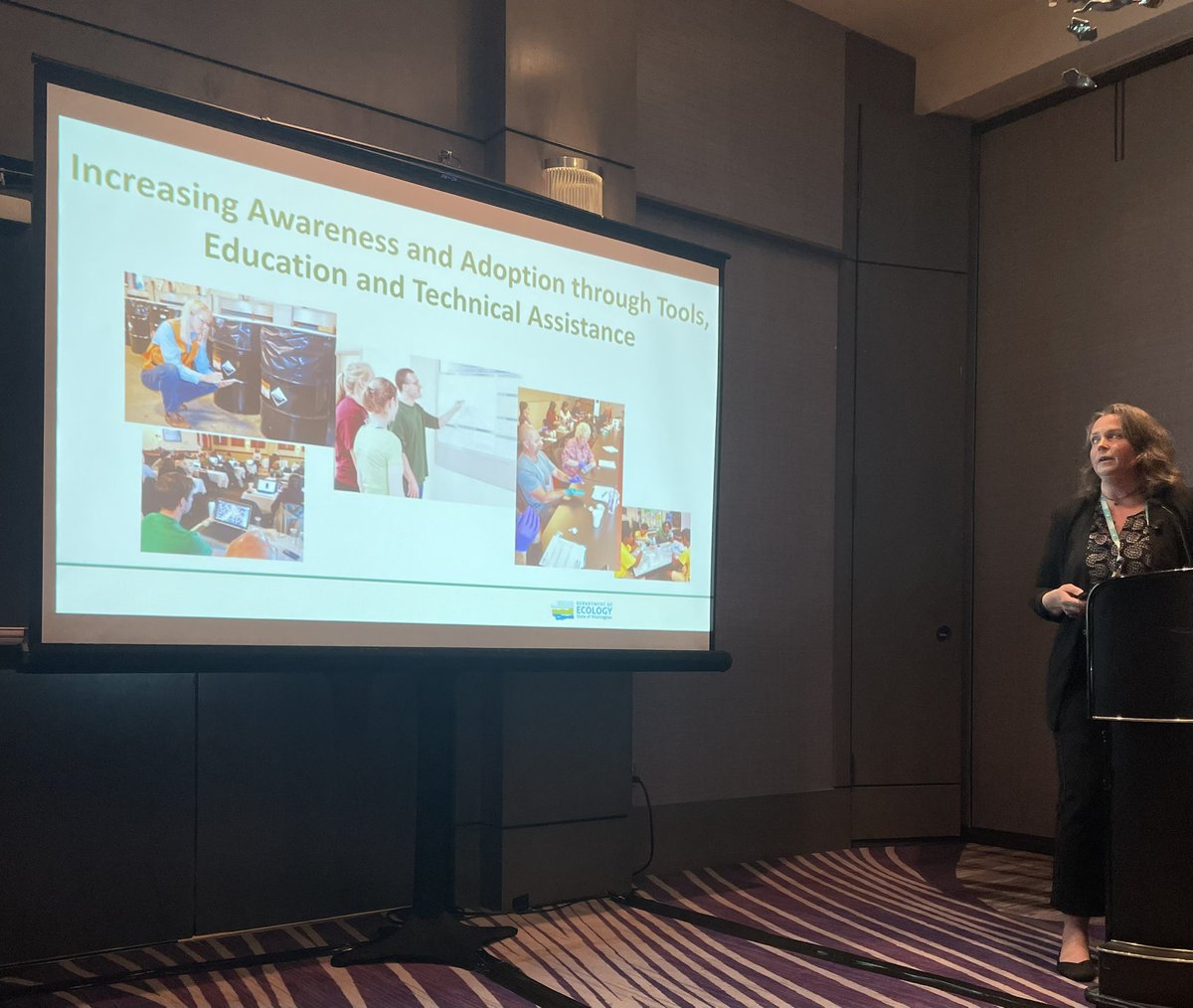 Now up the wonderful @Saskia_SvB sharing about the awareness building and adoption of #GreenChemistry education through tools and technical assistance from @EcologyWA for all. If you haven’t met Saskia you need to at #GCandE. She’s a walking resource and connector! @beyondbenign