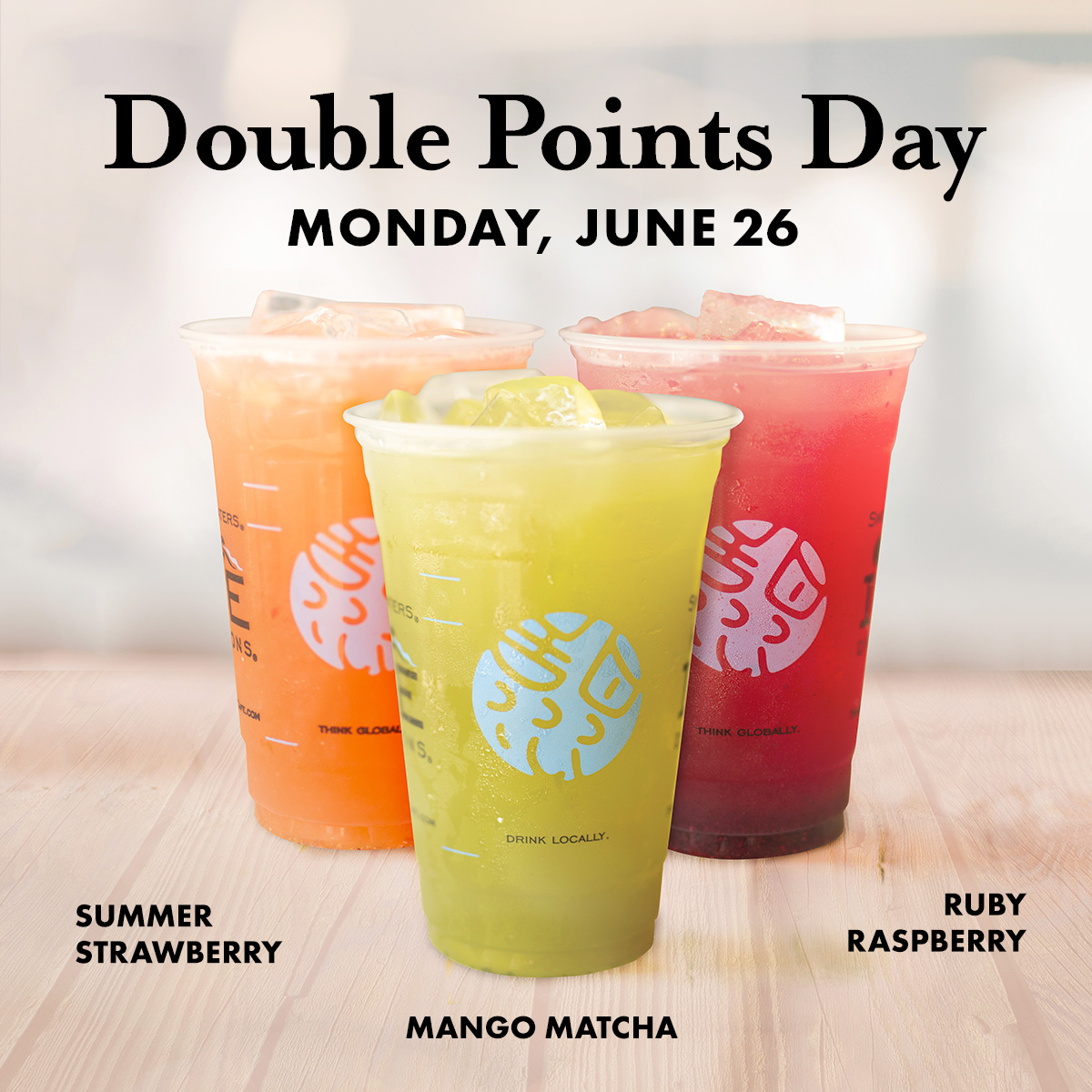 Sweetwaters's tweet image. Earn 2X the points today for Double Points Day! Sip on our NEW Jeweled Lemonade with a shot of energy! #DoublePointsDay 🌝