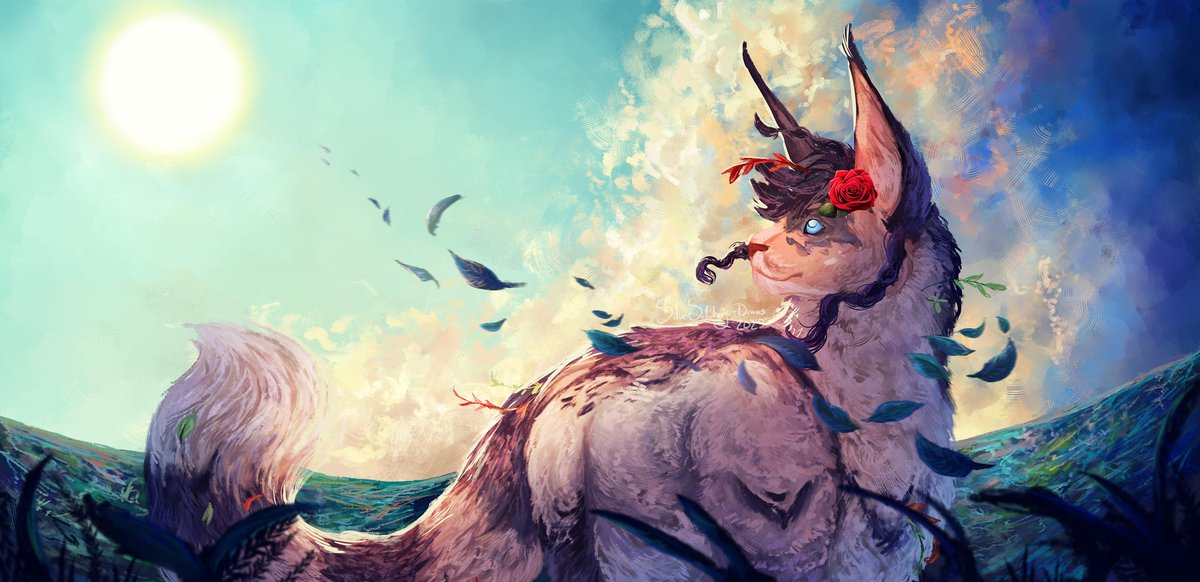 I have no idea on how to draw feline anatomy but at least the clouds look cool LMAO. #fantasyart #digitalart #originalcharacter