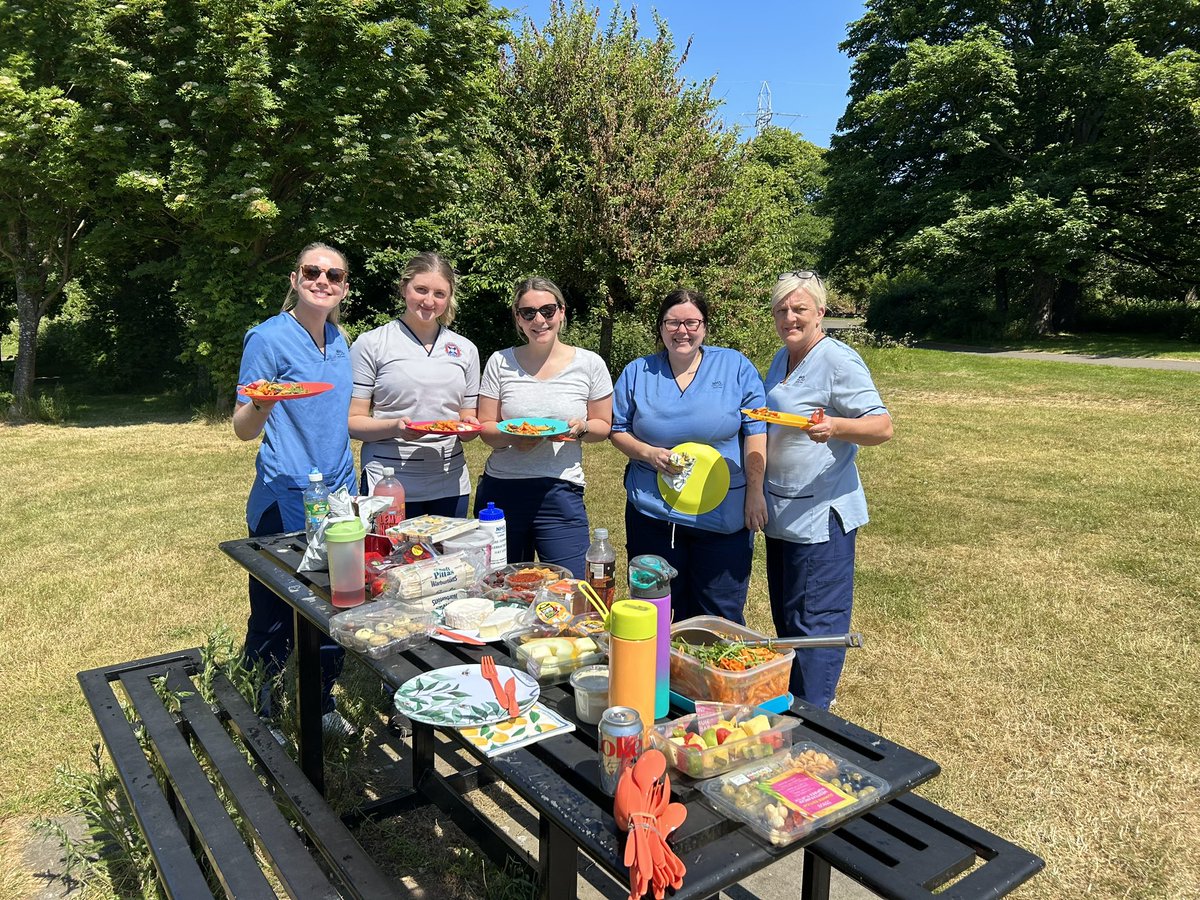 Milton DN team having a celebratory picnic lunch today saying goodbye to our amazing management student nurse Katy, along with some other goodbyes and welcomes. I’ll miss this fab team! @EdinburghDNs #timeout #teamlunch #figgatepark #edinburghdns #newsdventures #nhslothian