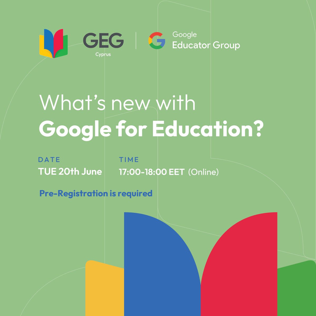 gegcyprus's tweet photo. Calling all educators. Let’s talk #edtech and #googleEDU updates | #gegcyprus #cyprus #greece #teaching #learning #education 

Register here: https://t.co/YBJsf7HswR https://t.co/QKYqbQngPj