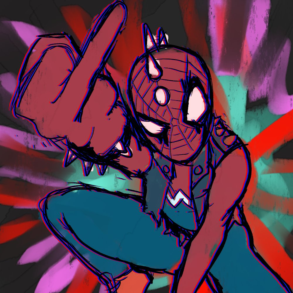EepyEon's tweet photo. I made this yesterday on stream and I thought it came out cool! #Spiderman  #Spiderversefanart #spiderpunk #spiderverse https://t.co/LwKWyCFzTZ