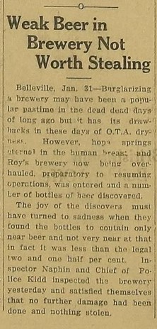 A Belleville story from the <a href="/klmuseumarchive/">Kawartha Lakes Museum & Archives</a>'s newly-digitized Lindsay Daily Post of February 2nd, 1925 about a brewery robbery gone wrong. archive.org/details/the-li…