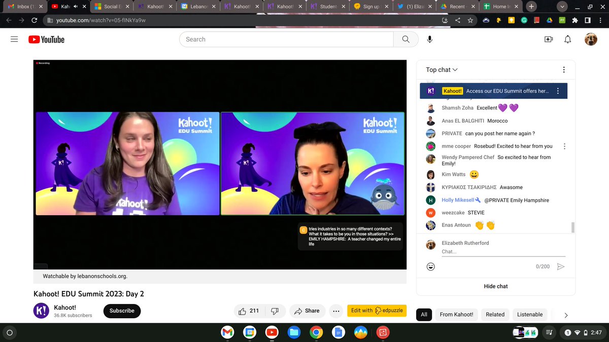 ERutherfordELA's tweet photo. Emily Hampshire (aka Stevie from Schitts Creek)!  Love you and the show (and the Kahoot! whale over your shoulder!)  #KahootEDUSummit @Kahoot https://t.co/O1Sdgsz0yg