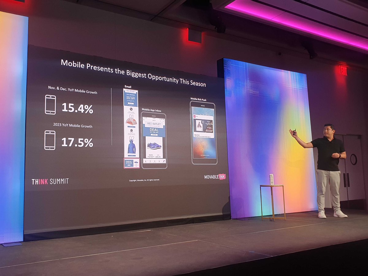 movableink's tweet photo. Hear Jingle bells ringing?🎄
It may be June, but retail marketers are already starting to plan for the holiday season!
On stage, Movable Ink’s Julio Lopez reveals how retailers can stand-out from competitors with distinct, 1:1 customer experiences.
#ThinkSummit2023 https://t.co/CMyOHycwAs