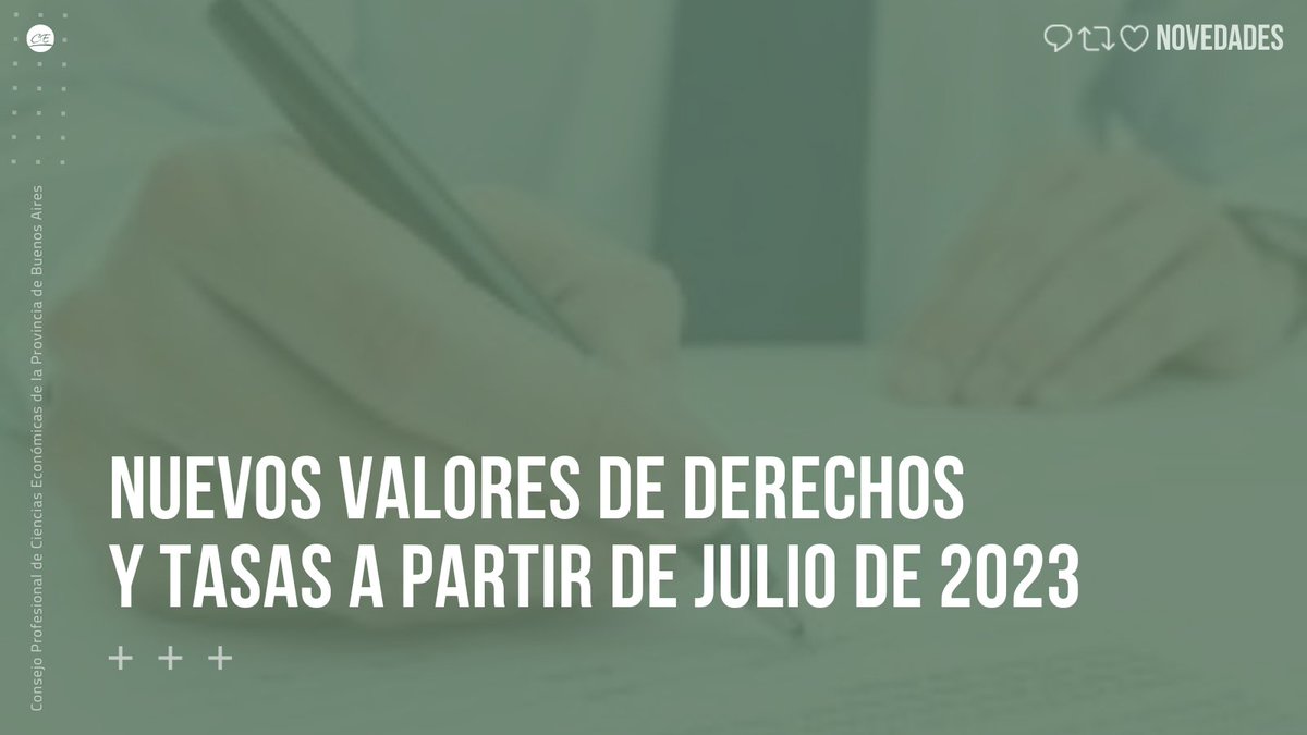cpcebuenosaires's tweet photo. #Novedades Compartimos a continuación valores de derechos y tasas que se aplicarán a partir del 01/07/23 según Res. de MD N° 3590.
https://t.co/CgIPQiVNAy
#cpba #consejoprofesional #cpcebuenosaires #cienciaseconomicas #cpce #cpcepba #economicas https://t.co/QfJxYRQg0d
