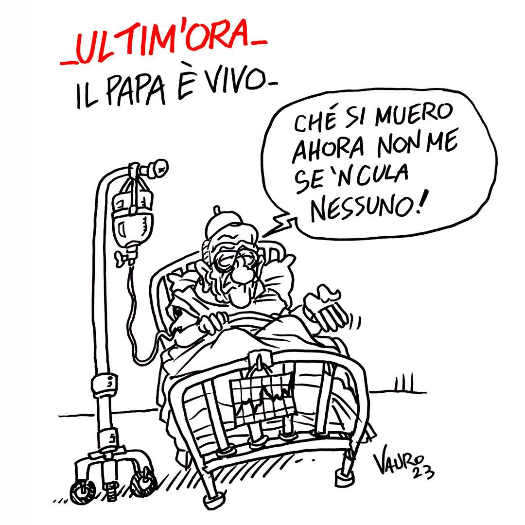 𝐔𝐋𝐓𝐈𝐌'𝐎𝐑𝐀 🔴 #PAPAFRANCESCO

La nuova vignetta di Vauro (14 giugno) #luttonazionale #Berlusconi