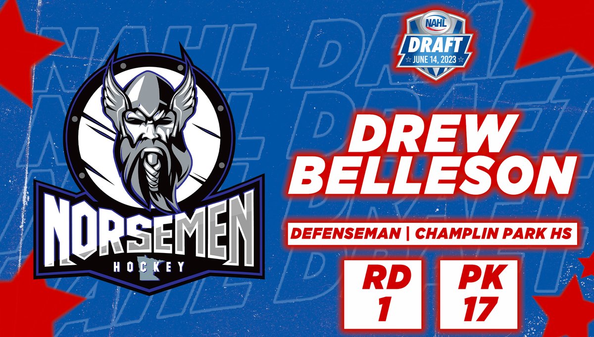 NAHLHockey's tweet photo. Round 1 | Pick 17
@StCloudNorsemen 
select Defenseman Drew Belleson from Champlin Park HS https://t.co/8BmYOJSh0p