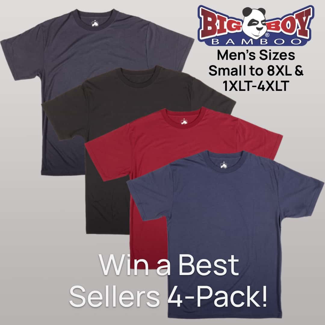 BigBoyBamboo's tweet photo. Enter to Win a Big Boy Bamboo Crew Neck Best Sellers 4-Pack! Includes one each of our four Best Selling Bamboo T-Shirts Colors! $96 to $129 Value plus FREE US Shipping!

We’re giving away a free Big Boy Bamboo Crew Neck Best Sellers T-Shirt 4-pack.

https://t.co/1qMDBvm90C https://t.co/zFiQFEO5Cv