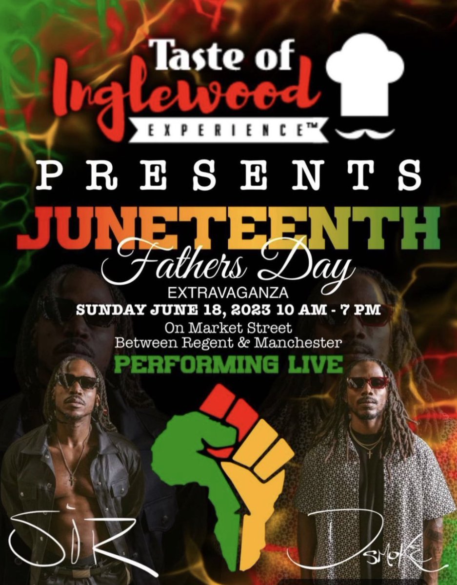 youngharpo's tweet photo. Inglewood got Sir &amp; D Smoke 
Leimert got Jazmine Sullivan
It’s a great weekend to be in LA 🌴 #Juneteenth2023 #JuneteenthInLA https://t.co/7E99LYkxMe