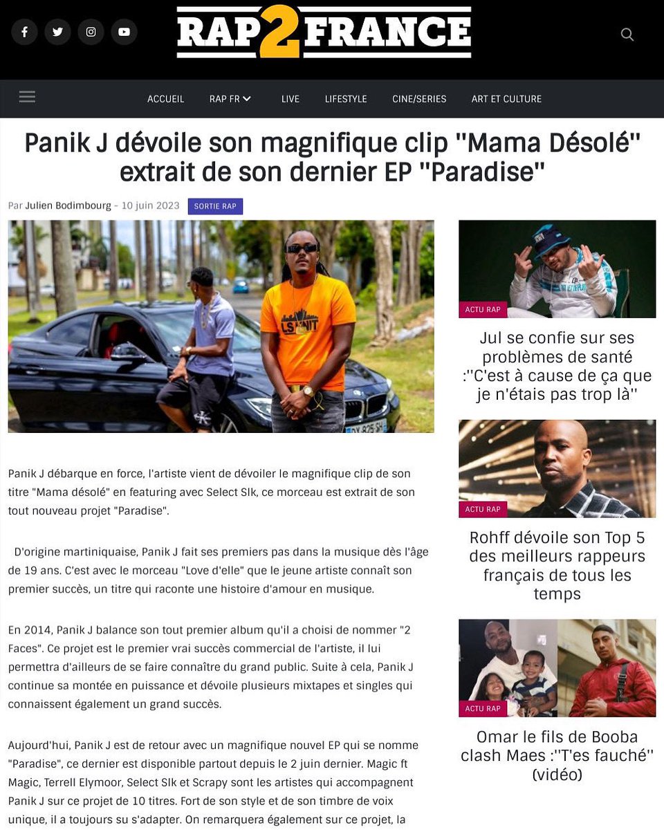 Merci pour à <a href="/Rap2France/">Rap Français</a> pour l’article sur mon dernier projet  Paradise 🌴🌴