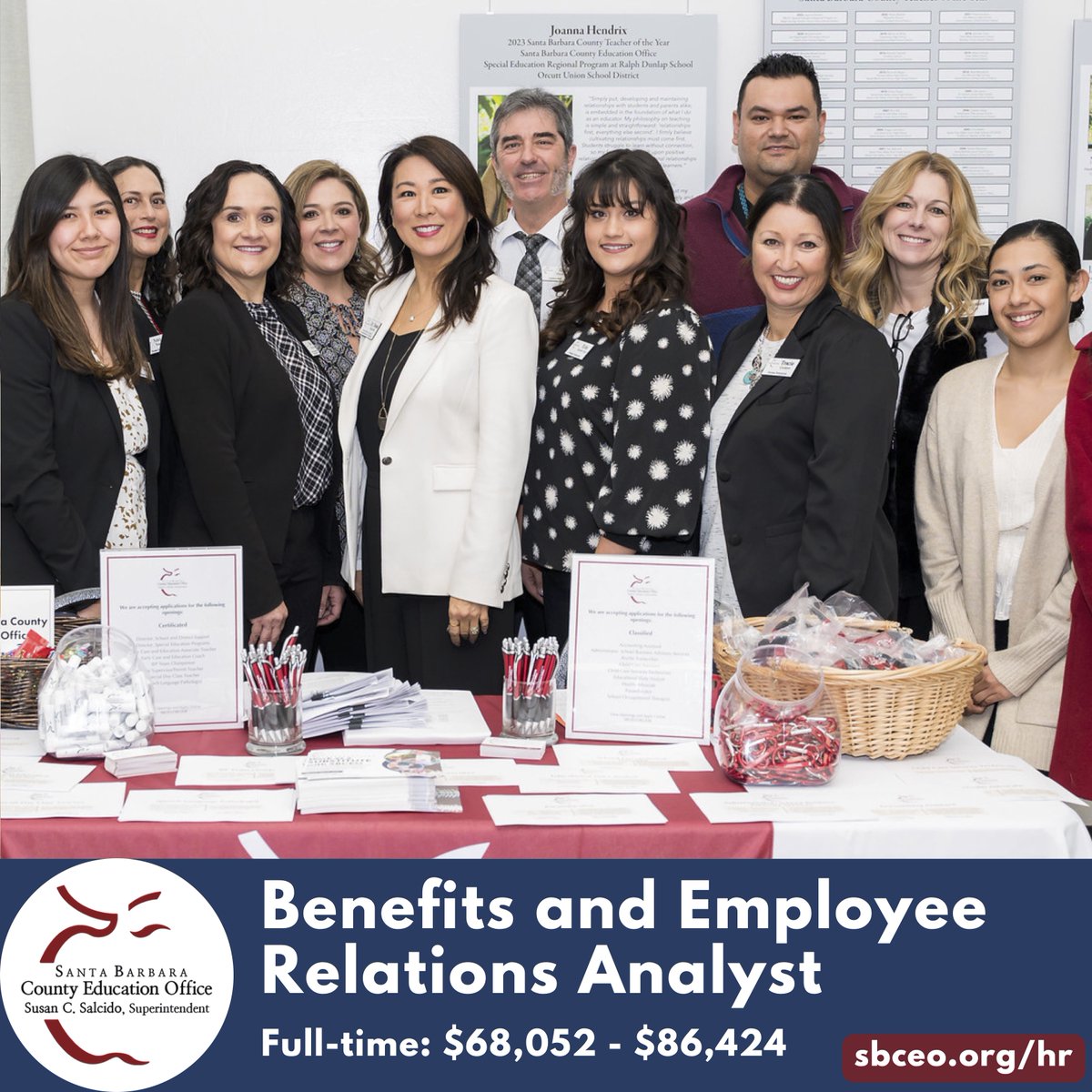 SBCEO is looking for a Benefits and Employee Relations Analyst to be a strategic partner on our HR team. Position details Full-time: $68,052 - $86,424 per year Location: Santa Barbara office Deadline: June 27, 2023 Learn more and apply at schooljobs.com/careers/sbceo