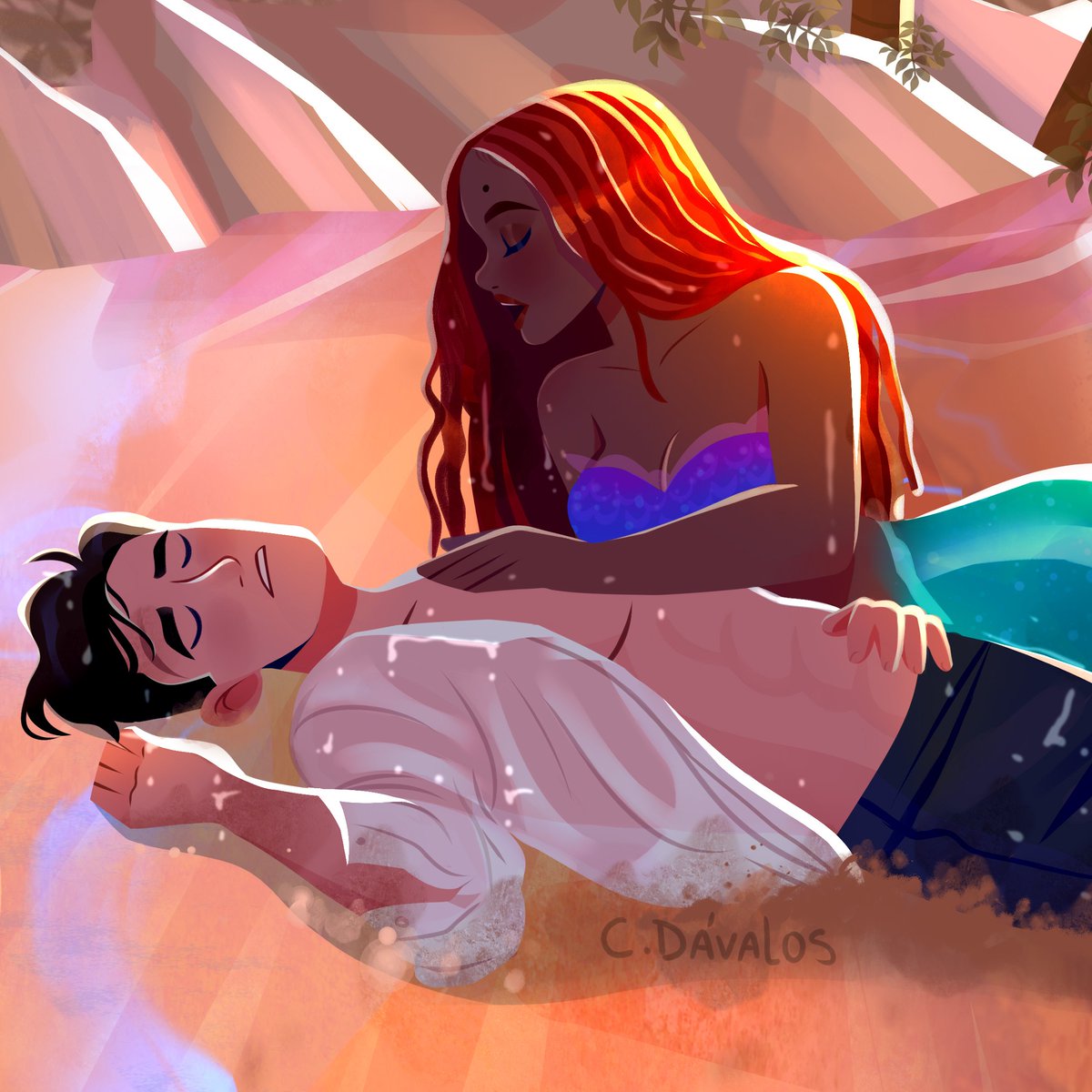 A drawing of an epic moment of The Little Mermaid 🥰🌊