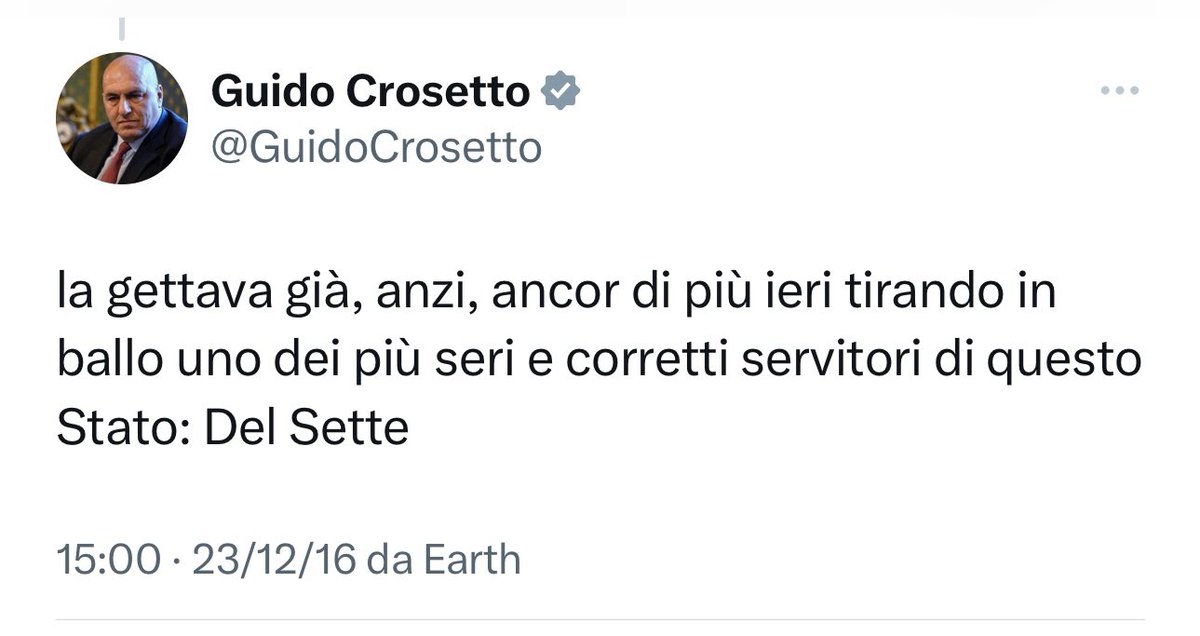 GuidoCrosetto's tweet photo. Oggi il giudizio di secondo grado ha finalmente reso giustizia al Generale Tullio Del Sette, già Comandante Generale dell’Arma dei Carabinieri, con un’assoluzione piena.
Sono molto contento per lui ma io, che ho avuto l’onore di conoscerlo, non ho mai avuto alcun dubbio. Mai. https://t.co/5wmtVsytj7