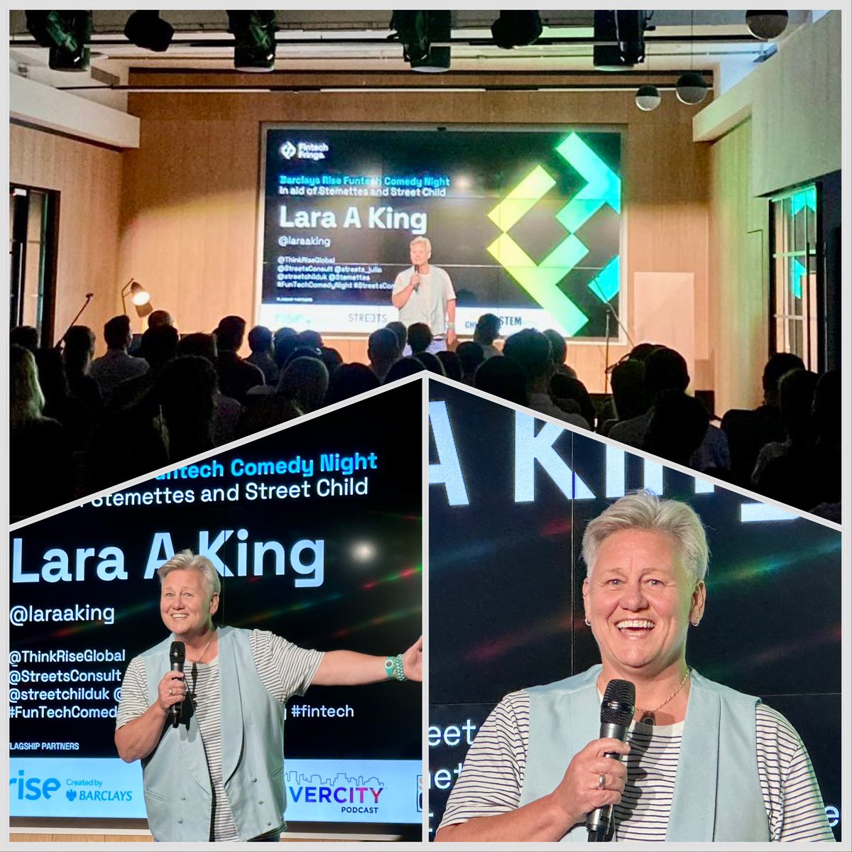 StreetsConsult's tweet photo. Our headline act tonight - the wonderfully funny @laraaking, an award-winning comedian & singer songwriter
#FunTechComedyNight #StreetsComedy with @ThinkRiseGlobal, @divercitypod @fintechfringe raising money for @streetchilduk and @Stemettes #StreetsComedy #fintech #LTW23 https://t.co/gOLBPDMVTu