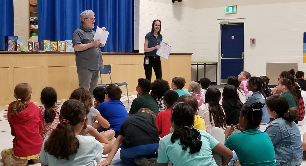 MsAlexa2's tweet photo. Thank you, Heather and Ron from @opl_bpo for visiting @StRitaOCSB! Students are excited to check out the Summer Reading Club! 📚☀️ https://t.co/8gQeY787g8