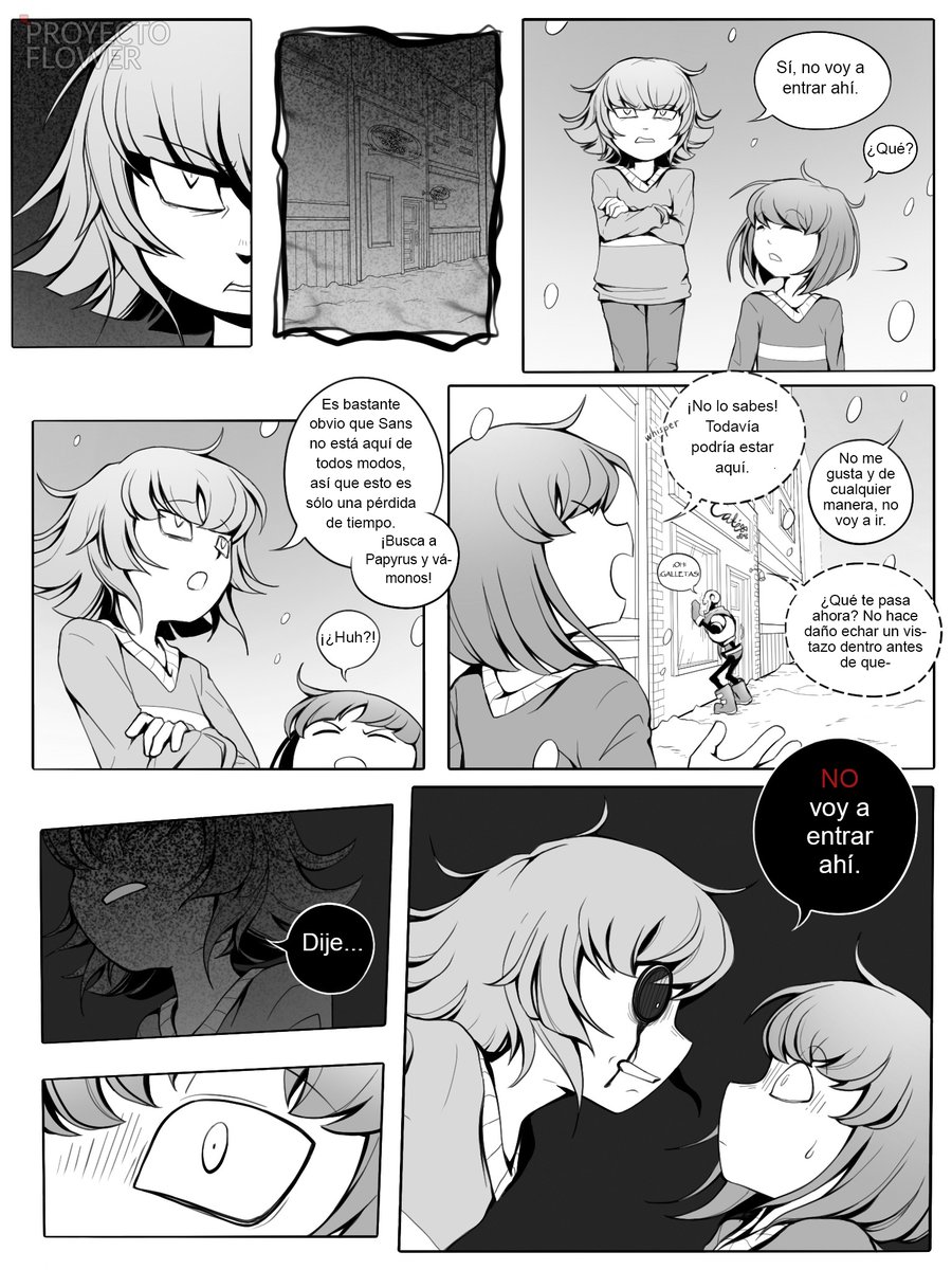 ProyectoFlower's tweet photo. Aquí tienen una de las nuevas página de #SNOWFALL2, pronto tendrán la parte 9 completa en https://t.co/jFbMmo7fZr en español. #Undertale #Chara #Sans #Papyrus https://t.co/e63ySUruPl