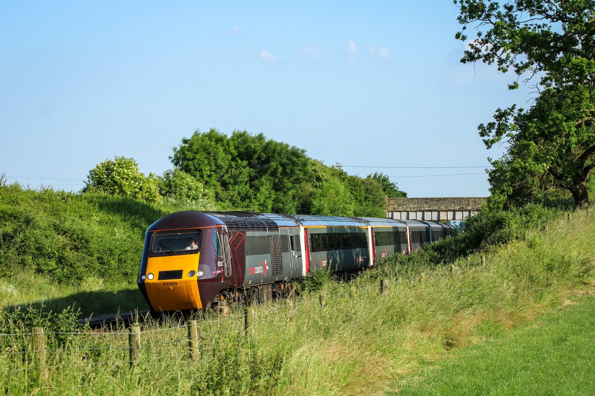 HaydenS50008's tweet photo. Cross Country HST set 43303 + 43239 passes through Stonehall Common on a service north to Leeds from Plymouth

@CrossCountryUK https://t.co/TaXVs24TUC