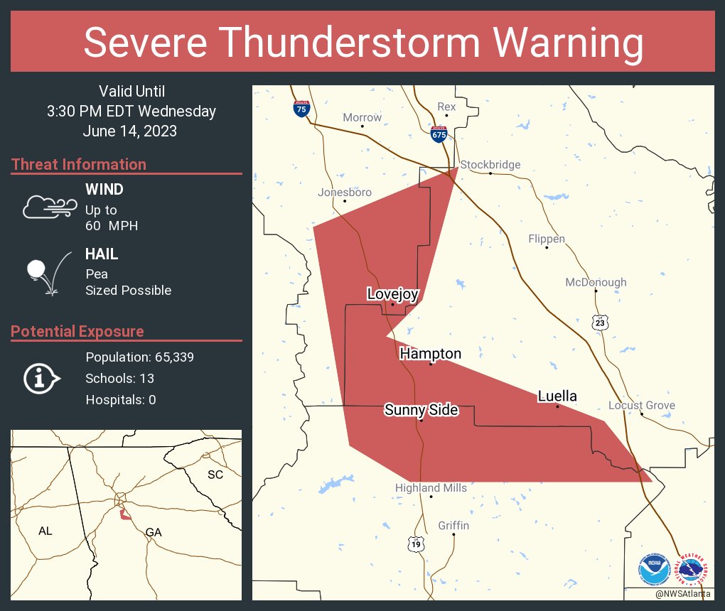 NWS Atlanta on Twitter "Severe Thunderstorm Warning continues for