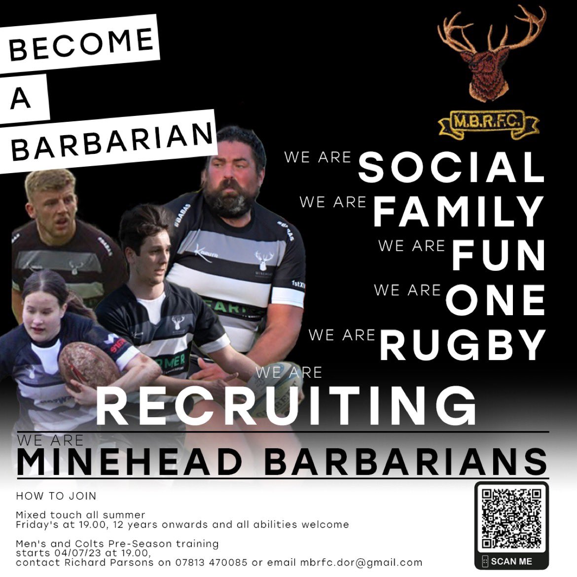 MineheadRfc's tweet image. ⚪️⚫️🏉WE ARE RECRUITING SENIOR PLAYERS⚪️⚫️🏉
We are looking to recruit senior players to our teams! 
Everyone is welcome to join our MBRFC family - no matter your ability!
Check out the poster for contact and sign up details.
#mineheadbarbarians #rugby #rugbyfamily