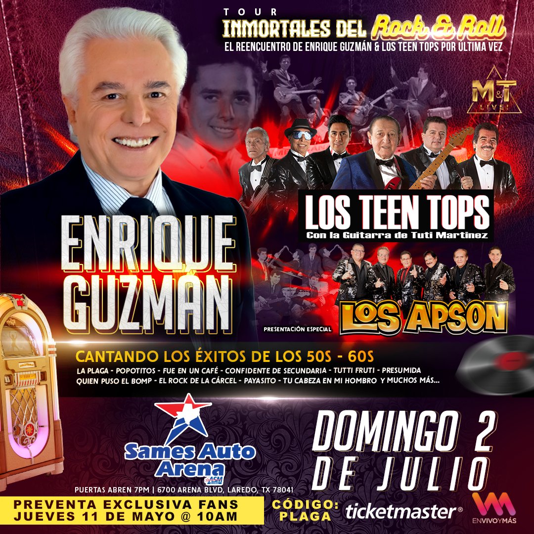 Tickets on sale now to see Enrique Guzman live at the Sames Auto Arena on July 2nd! ticketmaster.com/enrique-guzman…